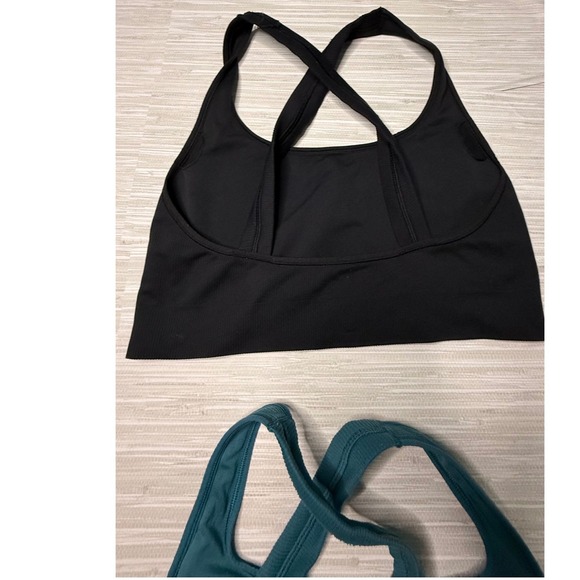 Athleta Solace Bra Bundle 3 Pack Black Teal Purple Large Seamless Ribbed Yoga - Picture 4 of 10